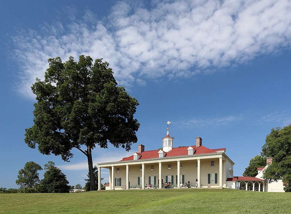 The east front of Mount Vernon above its lawn