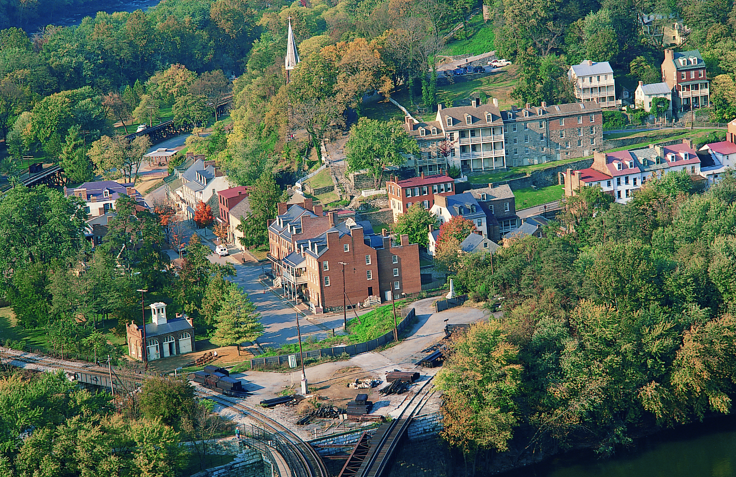 Harpers Ferry's lower town from Maryland Heights